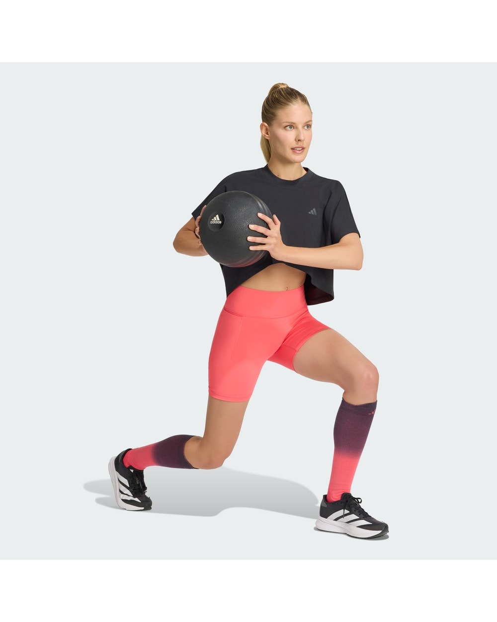 adidas PrimeLift Workout Graphics T-Shirt Black on model training