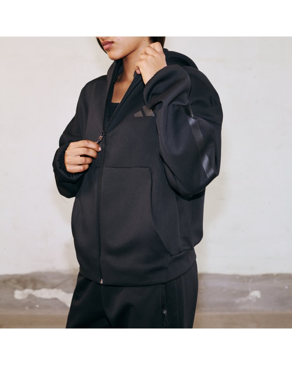 Adidas Women's Z.N.E. Full-Zip Hoodie - Black, detail