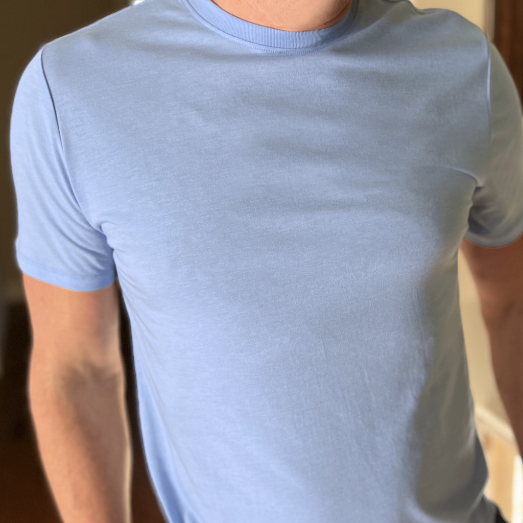 2UNDR All Day Crew Tee - Light Blue on-model front