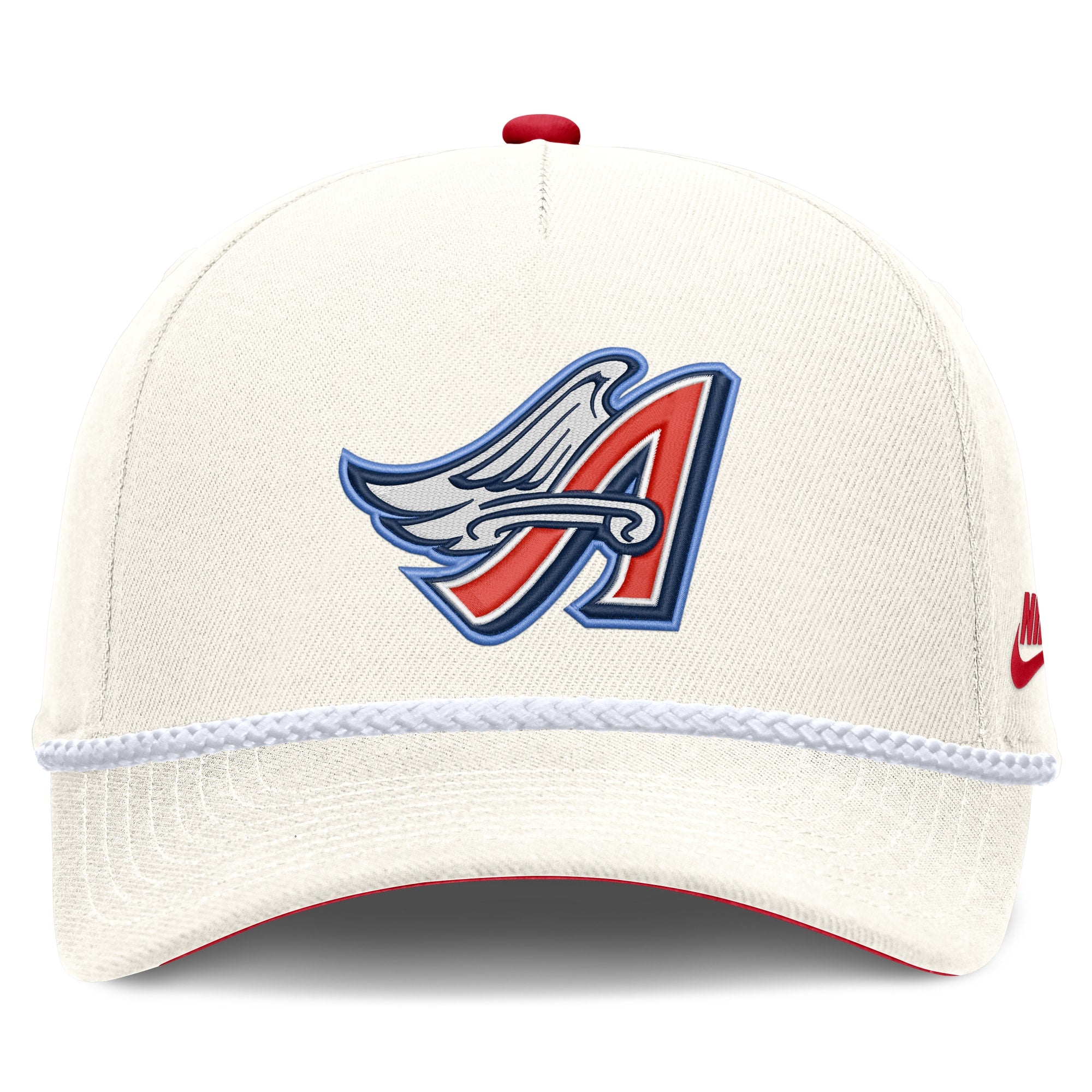 Los Angeles Angels Nike Cream Cooperstown Rise Adjustable Hat - front