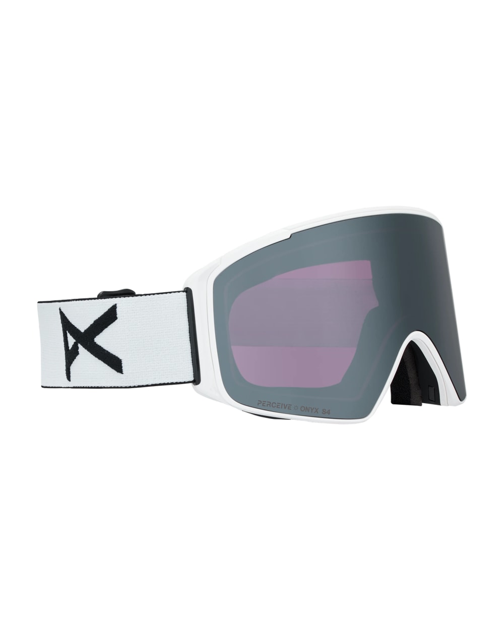 Anon M4S Goggles (Cylindrical) + Bonus Lens + MFI Face Mask - White/Sunny Onyx, left angled view