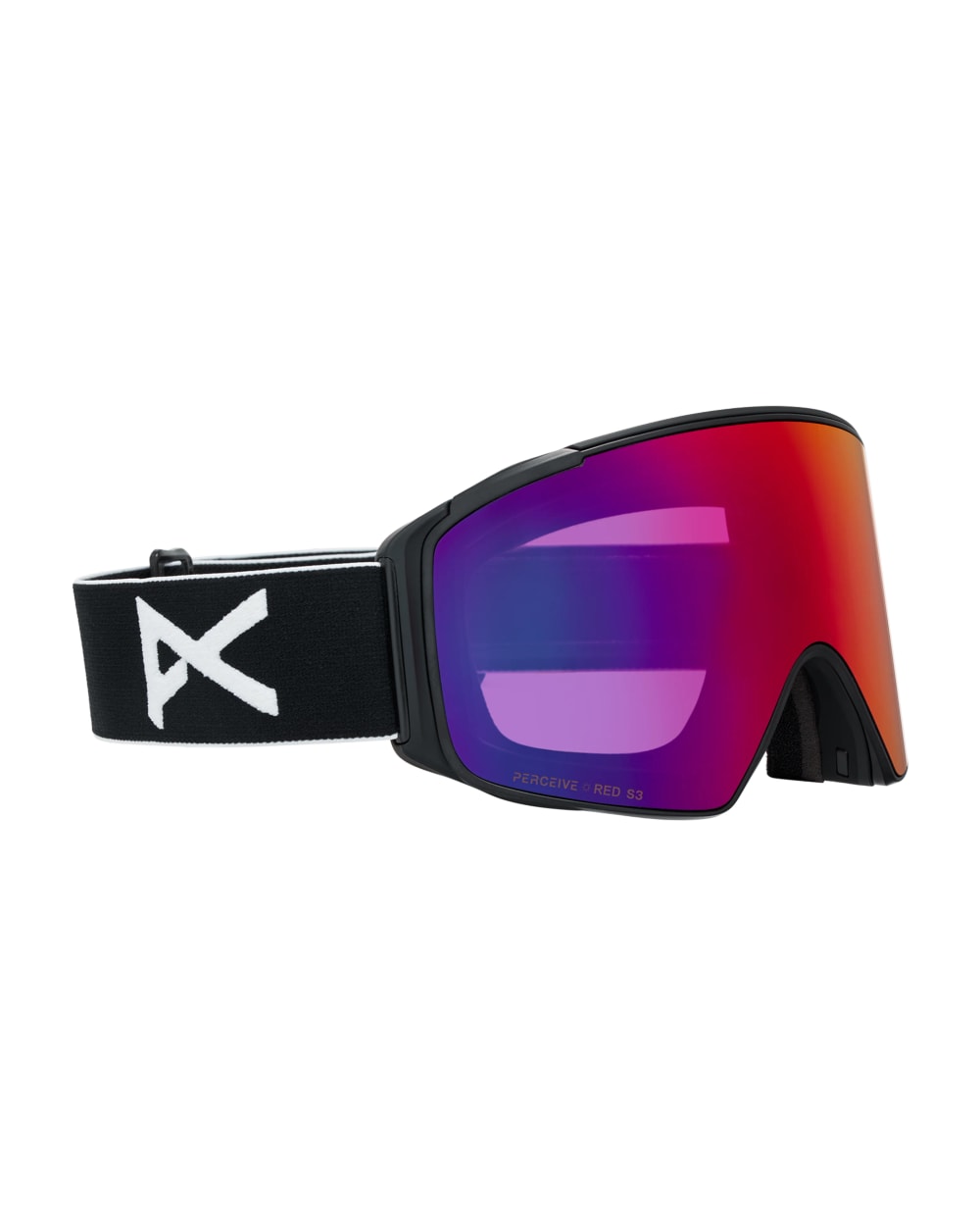 Anon M4S Goggles (Cylindrical) + Bonus Lens + MFI Face Mask - Black/Sunny Red, left angled view