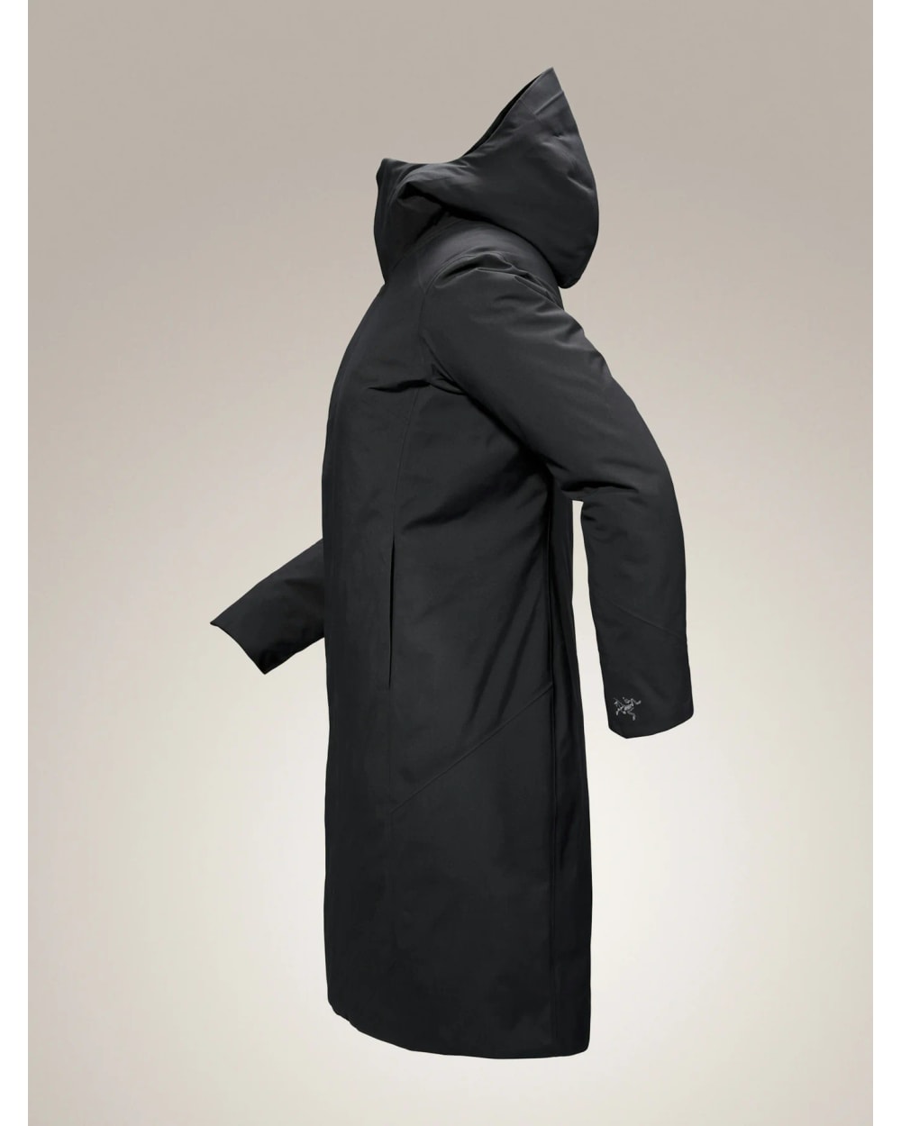 Arc'teryx Women's Patera Parka in Black - product side with hood
