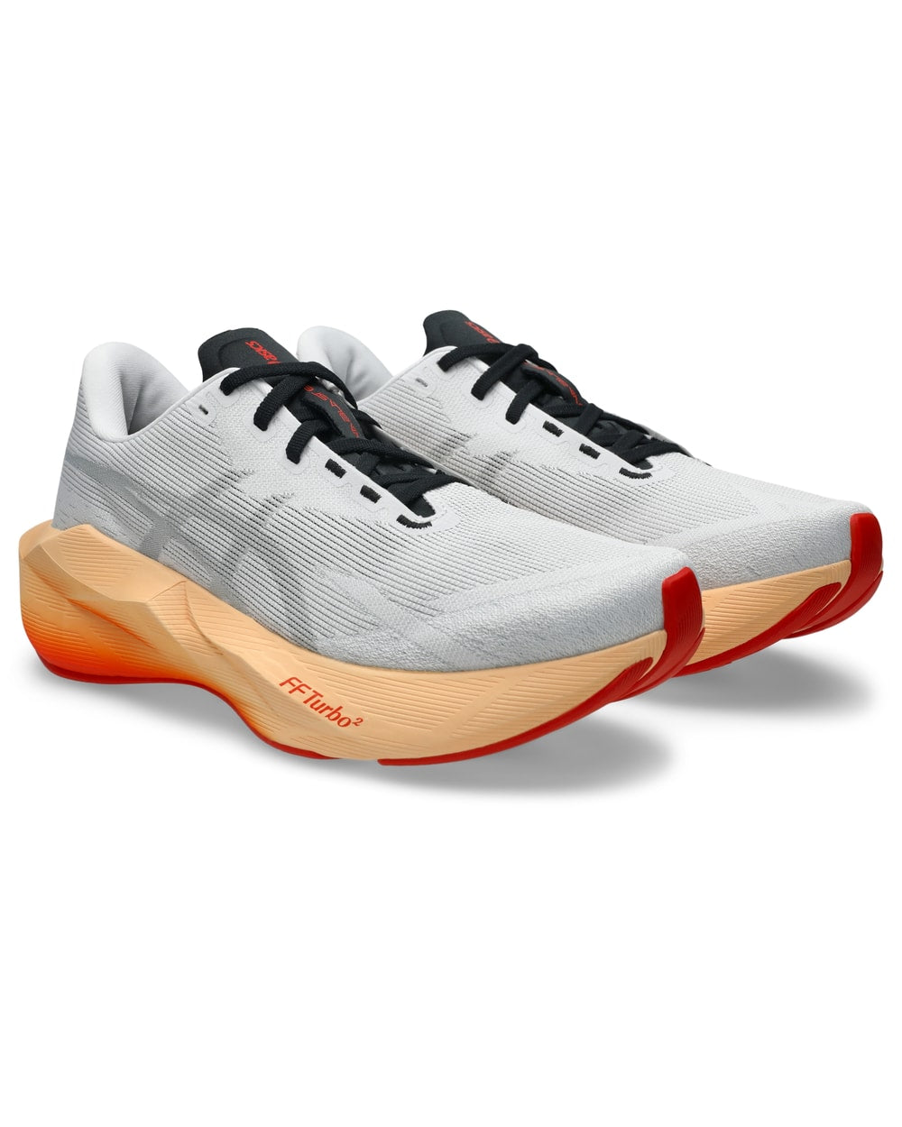 Asics Men's Novablast 6 Running Shoes WHITE/ORANGE GLOW - front three-quarter view