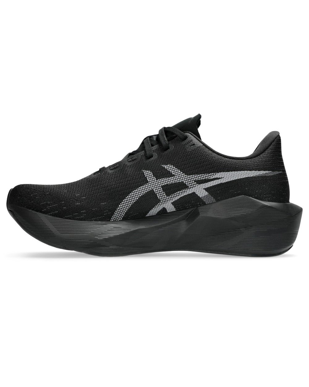 Asics Men's Novablast 6 Running Shoes - Wide - Black/Black, medial side view