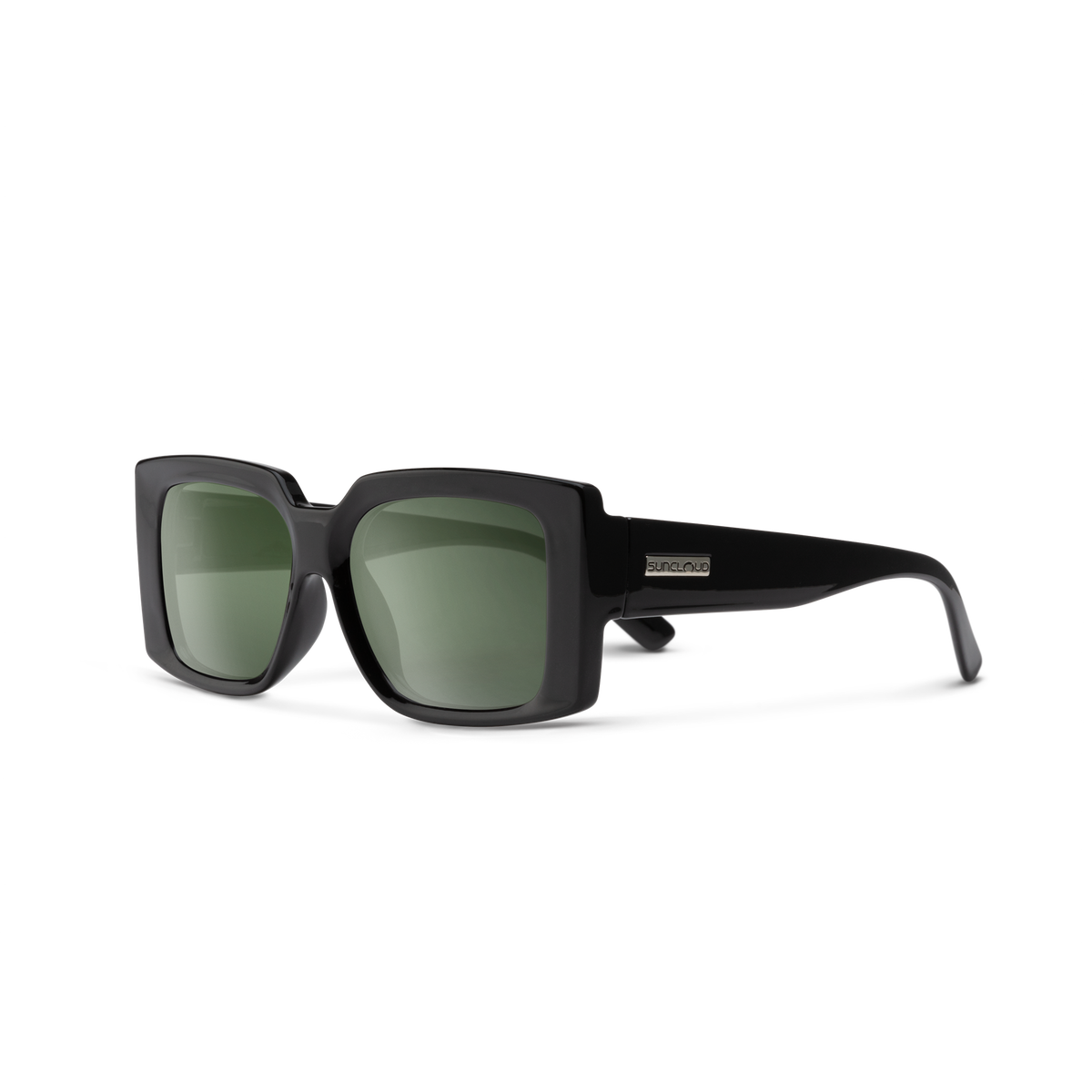 Suncloud Astoria Sunglasses - Black/Polarized Gray Green