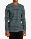RVCA Dayshift Thermal Long Sleeve Tee in Balsam Green - front on model