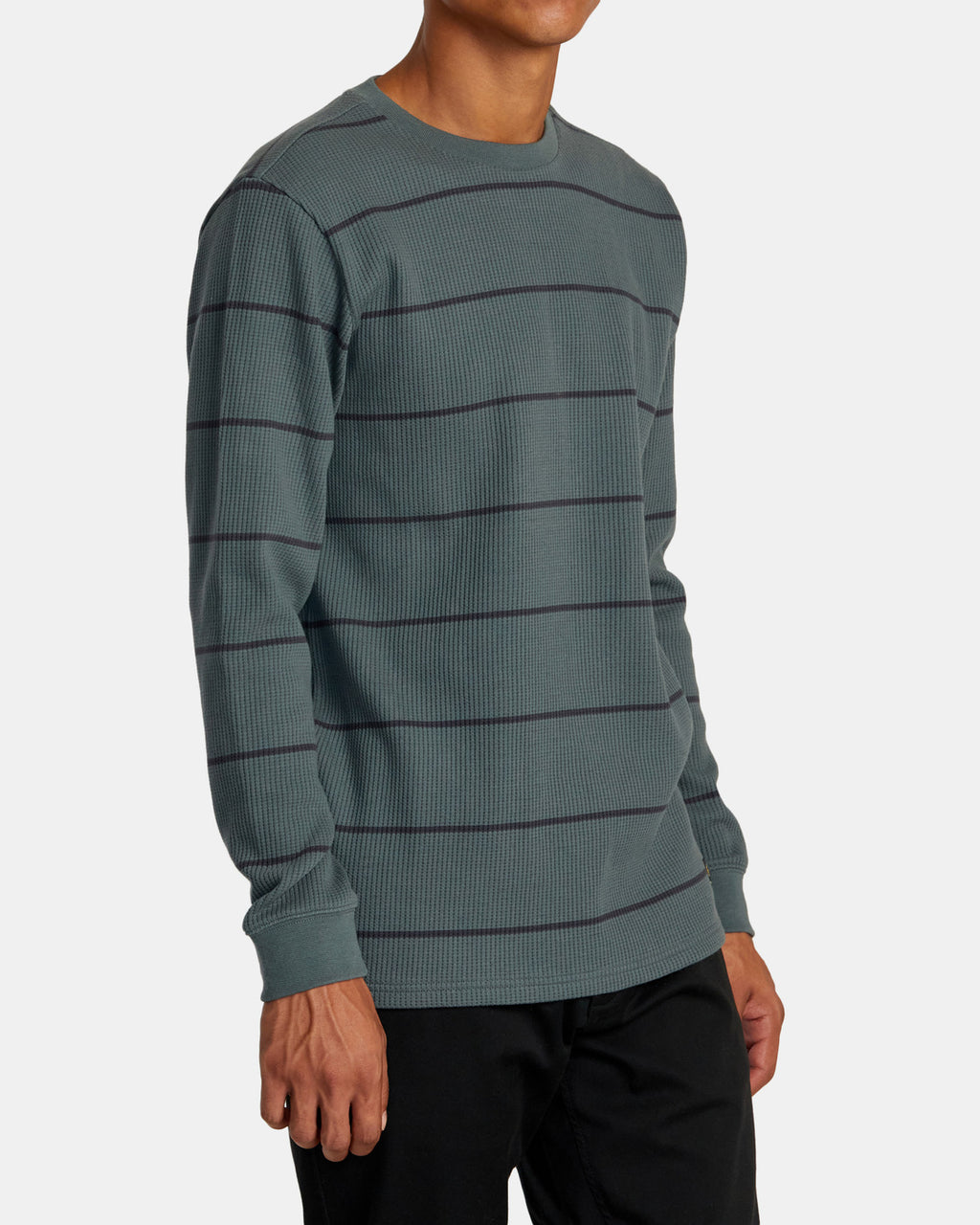 RVCA Dayshift Thermal Long Sleeve Tee in Balsam Green - opposite side view