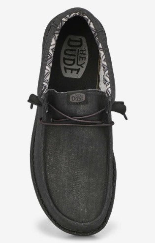 HEYDUDE Wally Stretch Canvas Black/Black top view