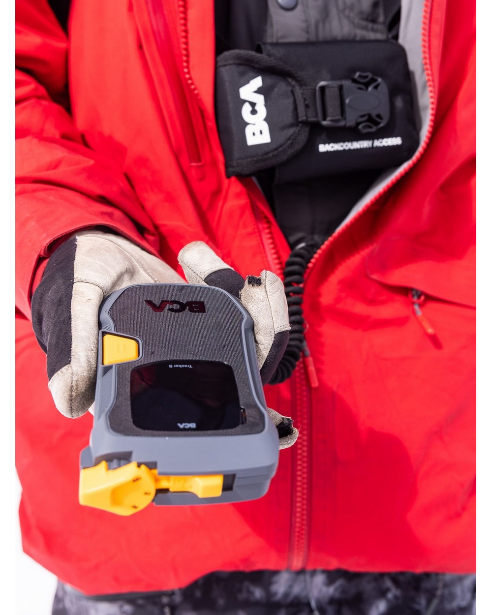 Backcountry Access Tracker S Canada Rescue Package - beacon and harness in use