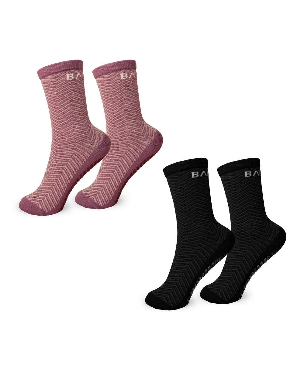 Bahe Studio Grippy Crew Socks 2-Pack - Anthracite/Deep Mauve
