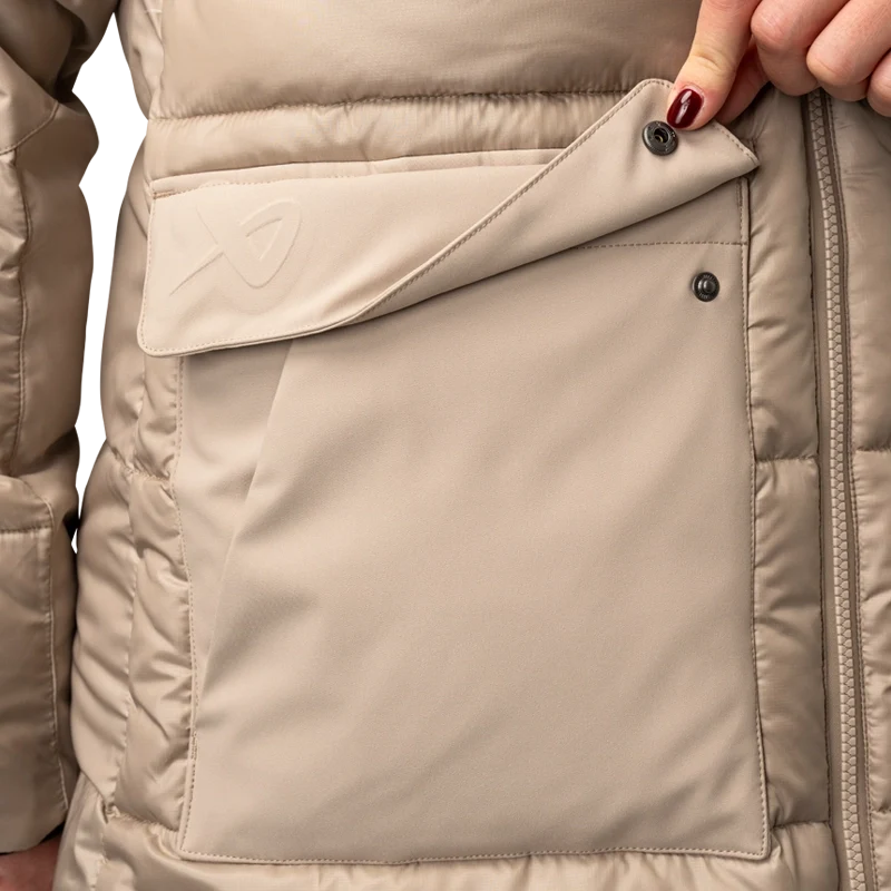 Bauer Women's Ultimate Puffer Jacket - Tan - pocket detail