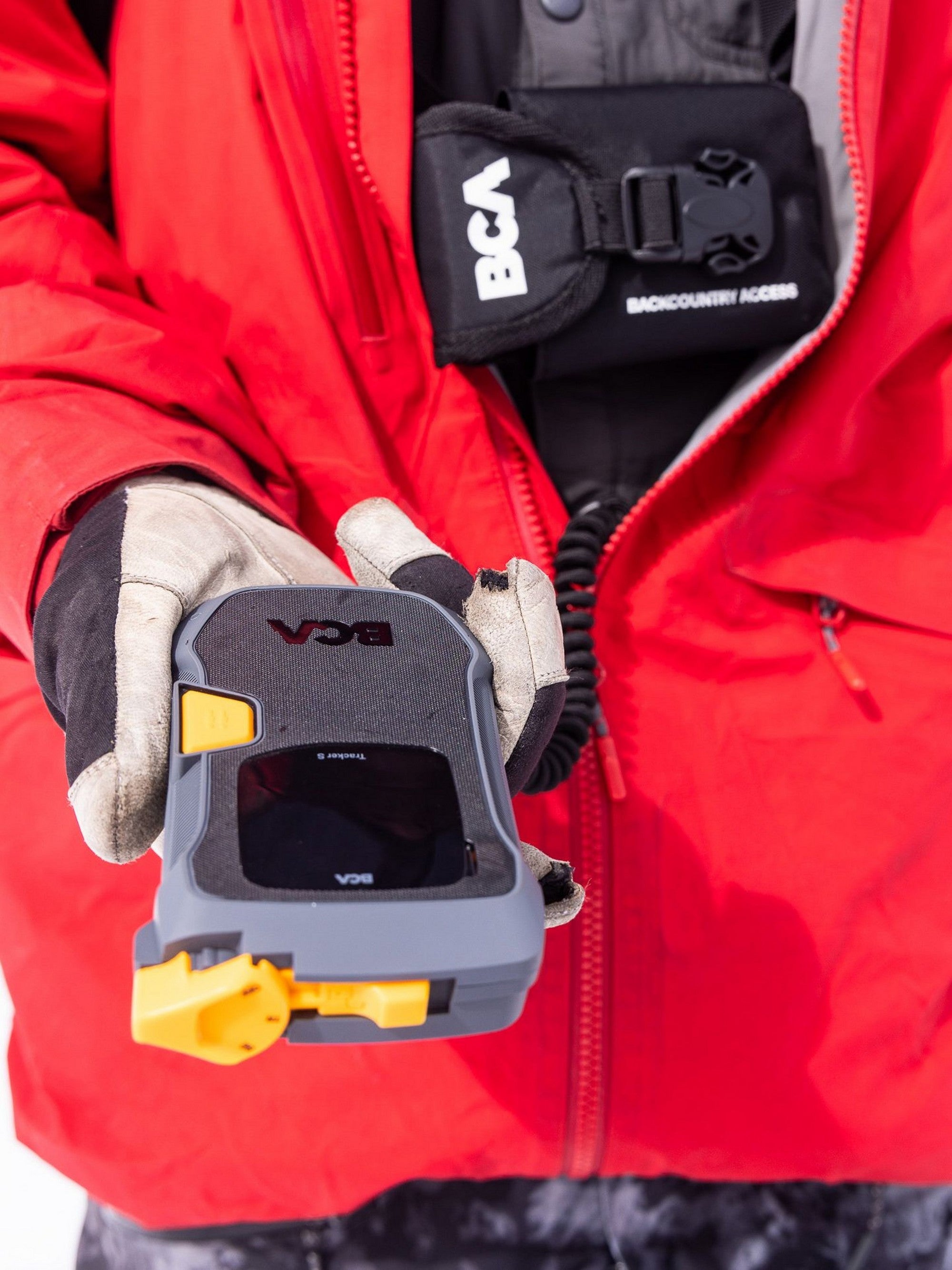 Backcountry Access Tracker S Canada Rescue Package - beacon and harness in use