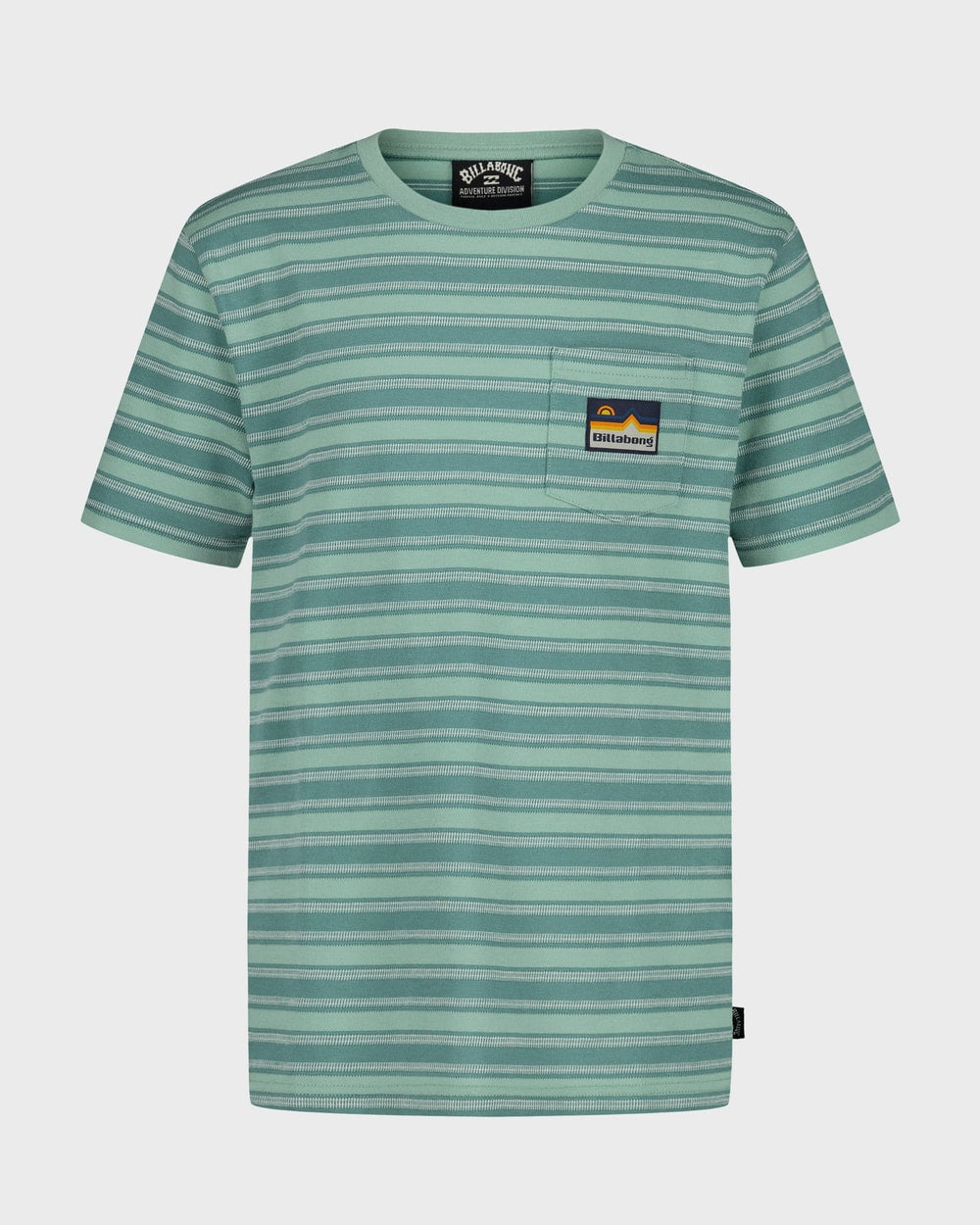 Billabong Boys' Miles Stripe Pocket Short Sleeve Tee, Green Ash, front