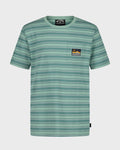 Billabong Boys' Miles Stripe Pocket Short Sleeve Tee, Green Ash, front