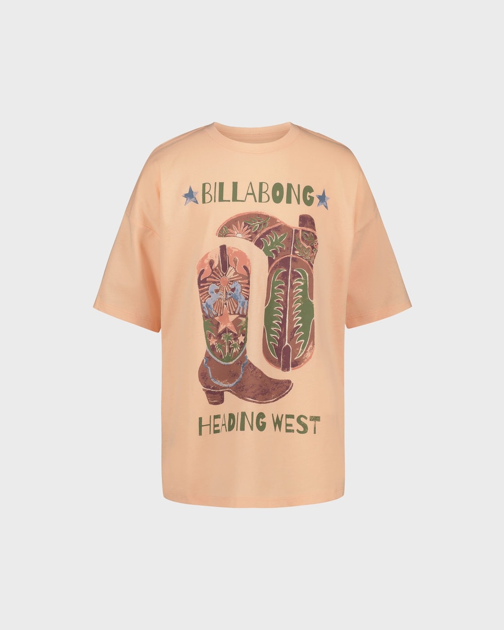 Billabong Girls' Roam Oversized Short Sleeve Tee, Soft Peach, front
