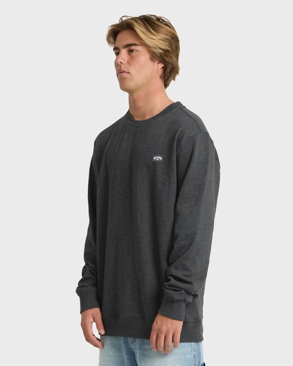 Billabong Men's All Day Crewneck Sweatshirt in Black Heather - side