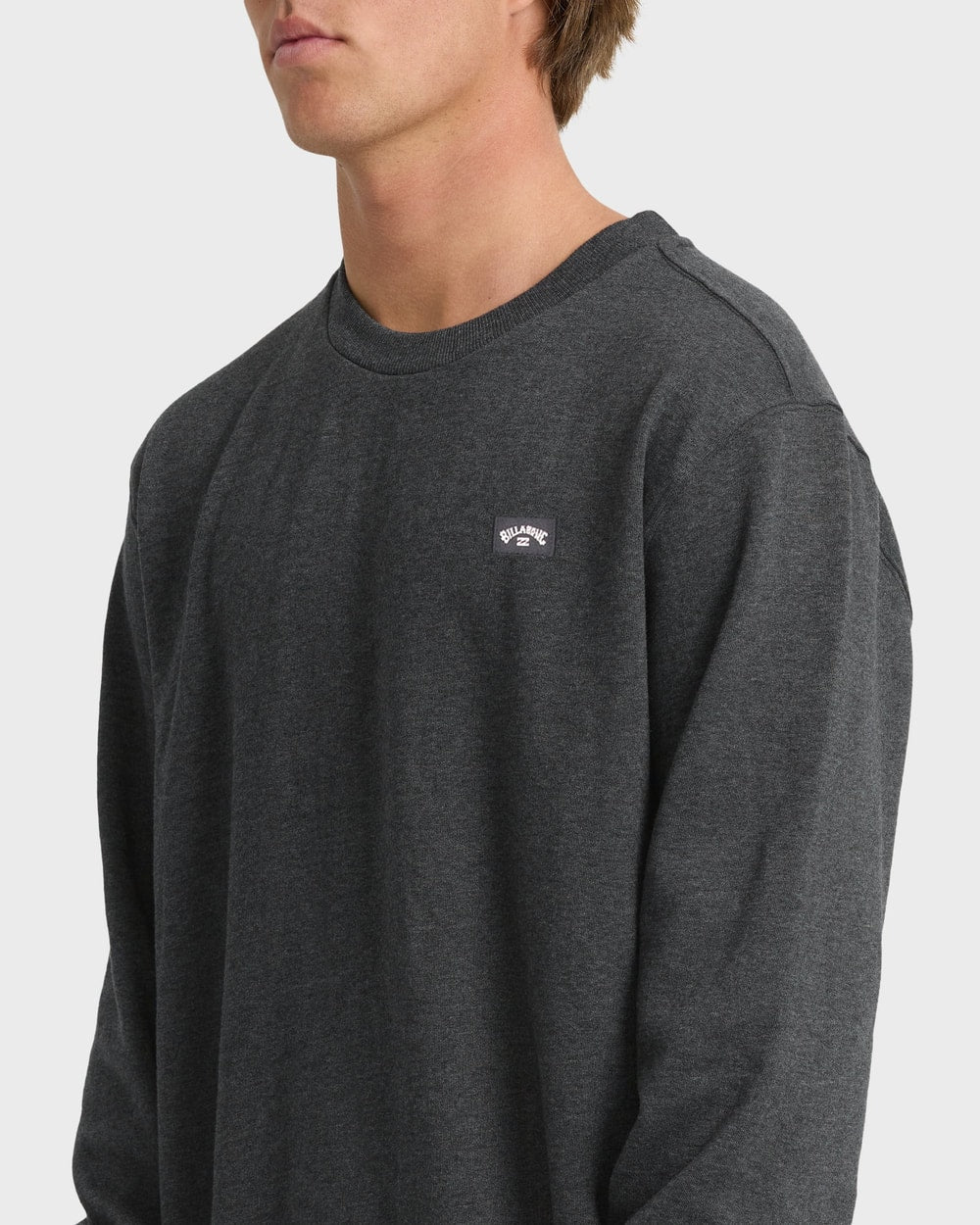 Billabong Men's All Day Crewneck Sweatshirt in Black Heather - detail