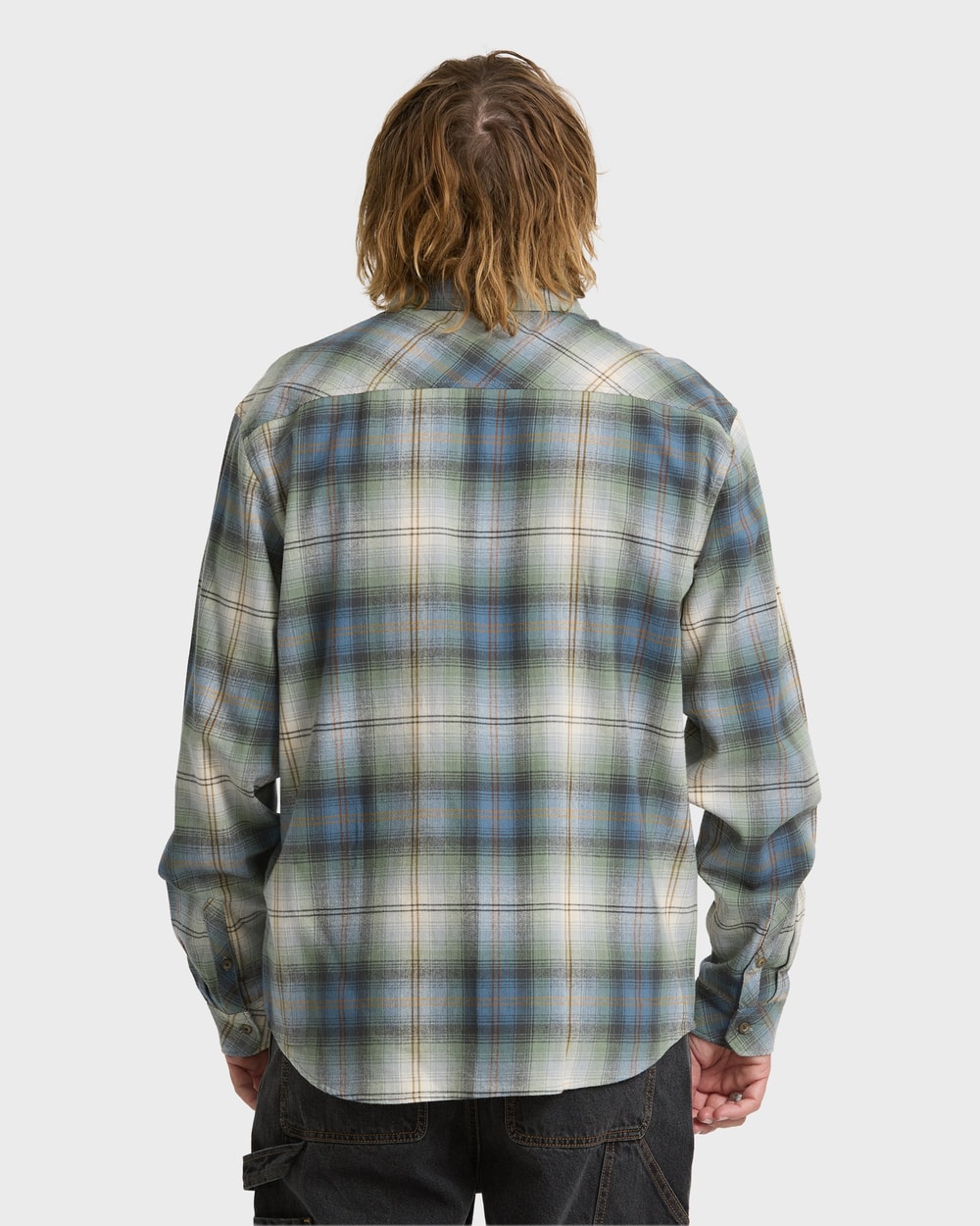Billabong Men's Coastline Long Sleeve Flannel Shirt in Sea Spray - back