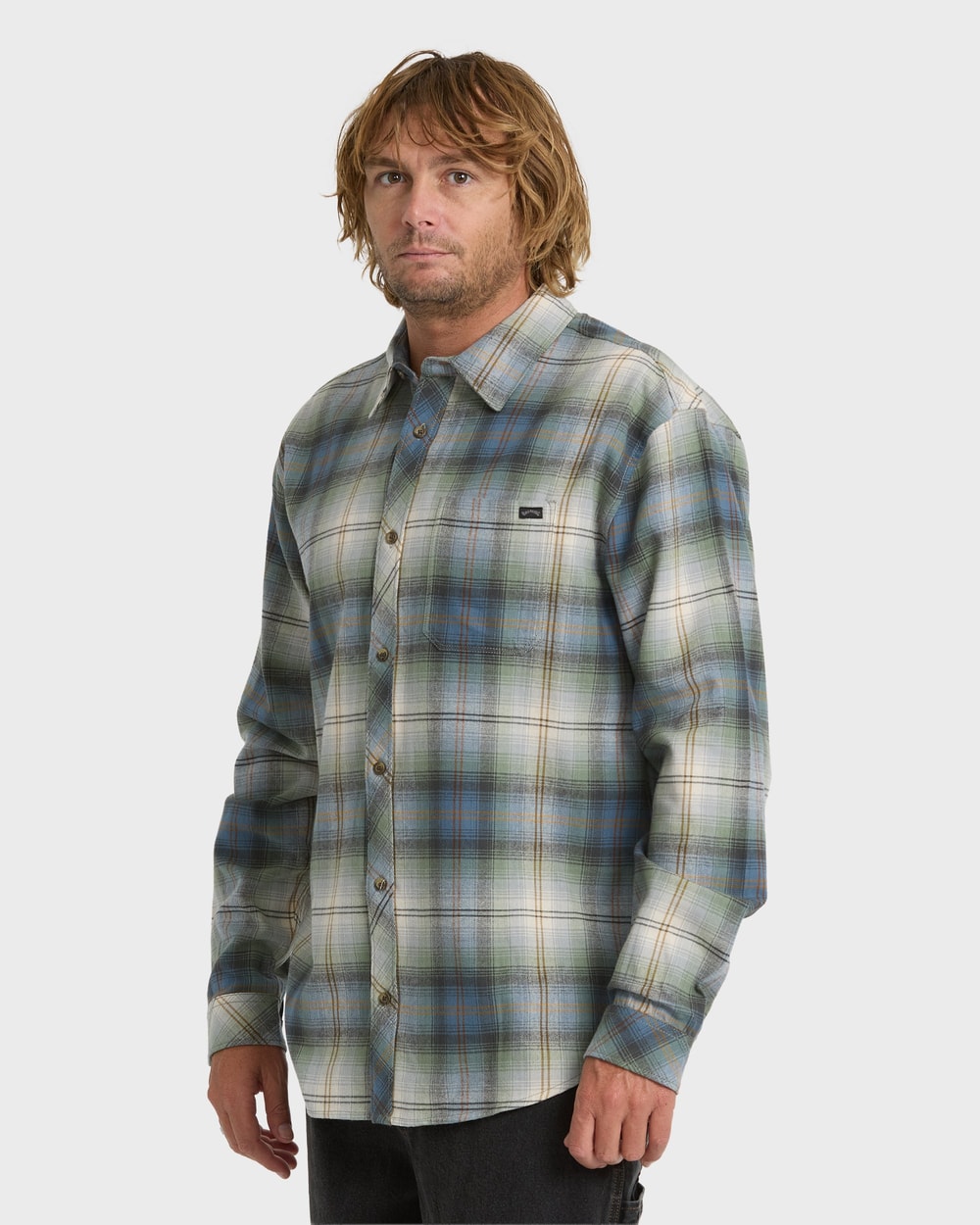 Billabong Men's Coastline Long Sleeve Flannel Shirt in Sea Spray - side