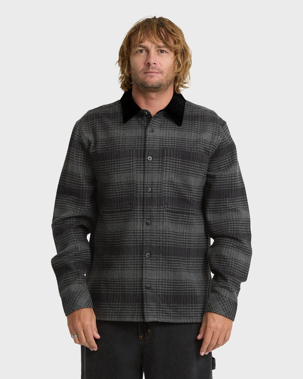 Billabong Men's Garage Alley Long Sleeve Shirt in Black, front