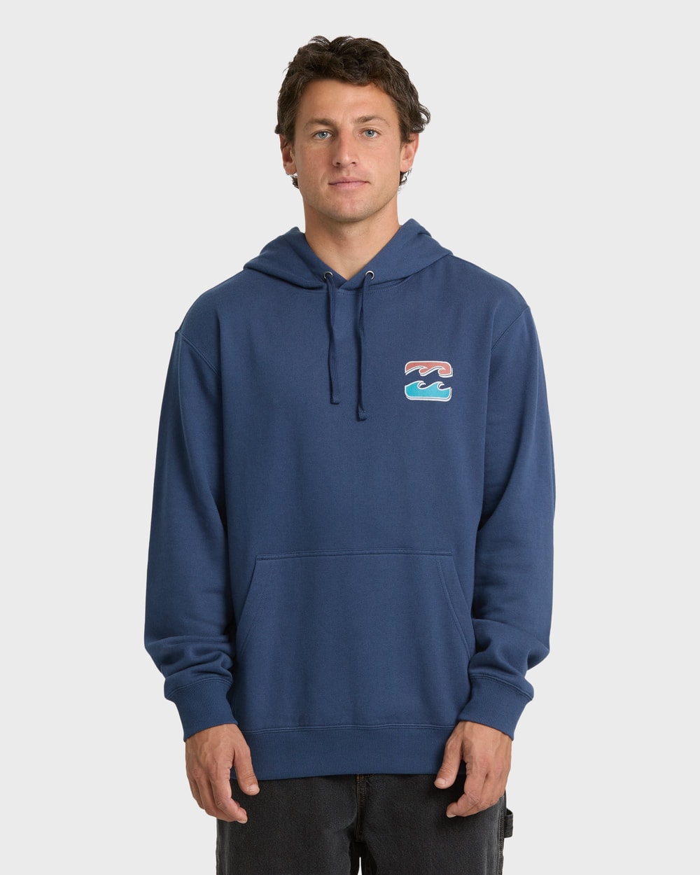 Billabong Men's Heritage Arch Pullover Hoodie in Dark Denim, front