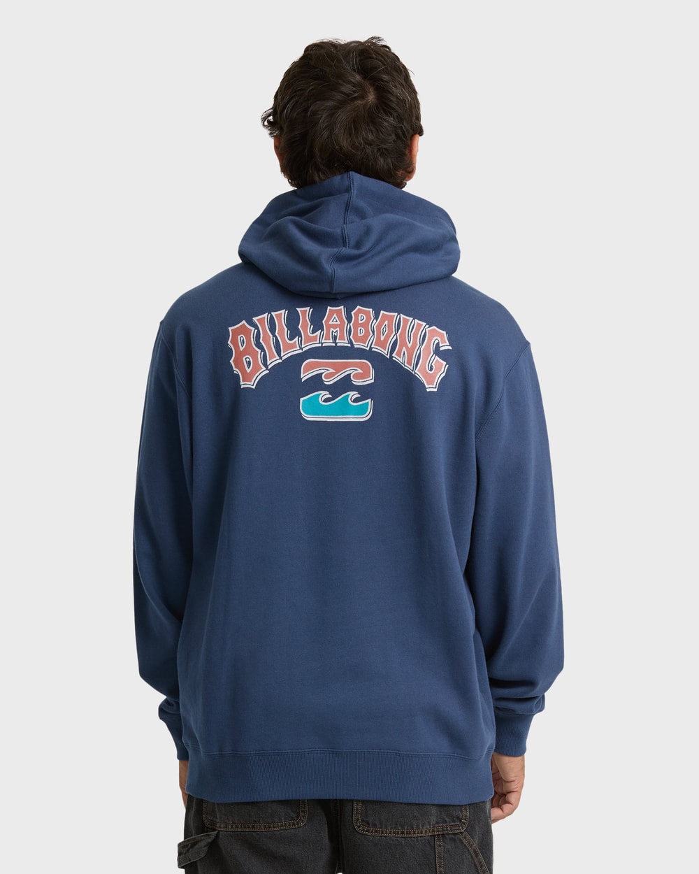 Billabong Men's Heritage Arch Pullover Hoodie in Dark Denim, back