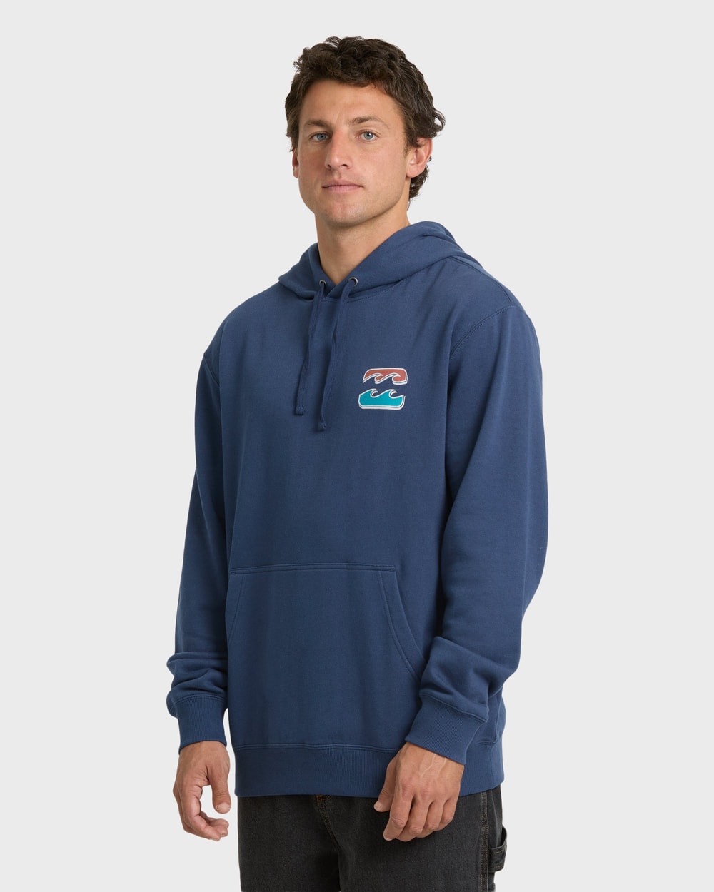 Billabong Men's Heritage Arch Pullover Hoodie in Dark Denim, side