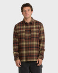 Billabong Men's Offshore Long Sleeve Flannel Shirt in Tortoise Shell, front