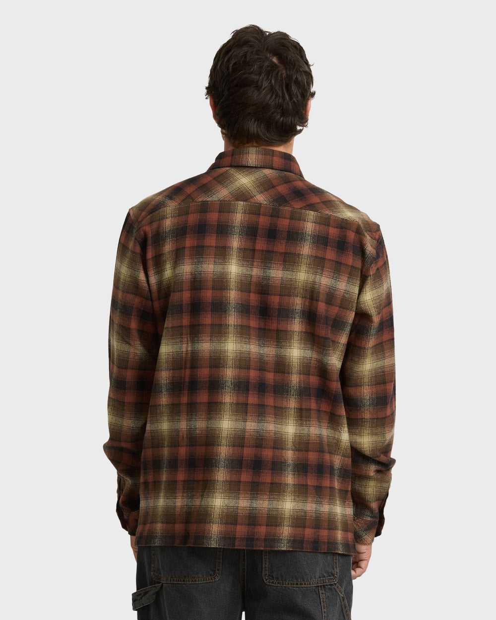 Billabong Men's Offshore Long Sleeve Flannel Shirt in Tortoise Shell, back