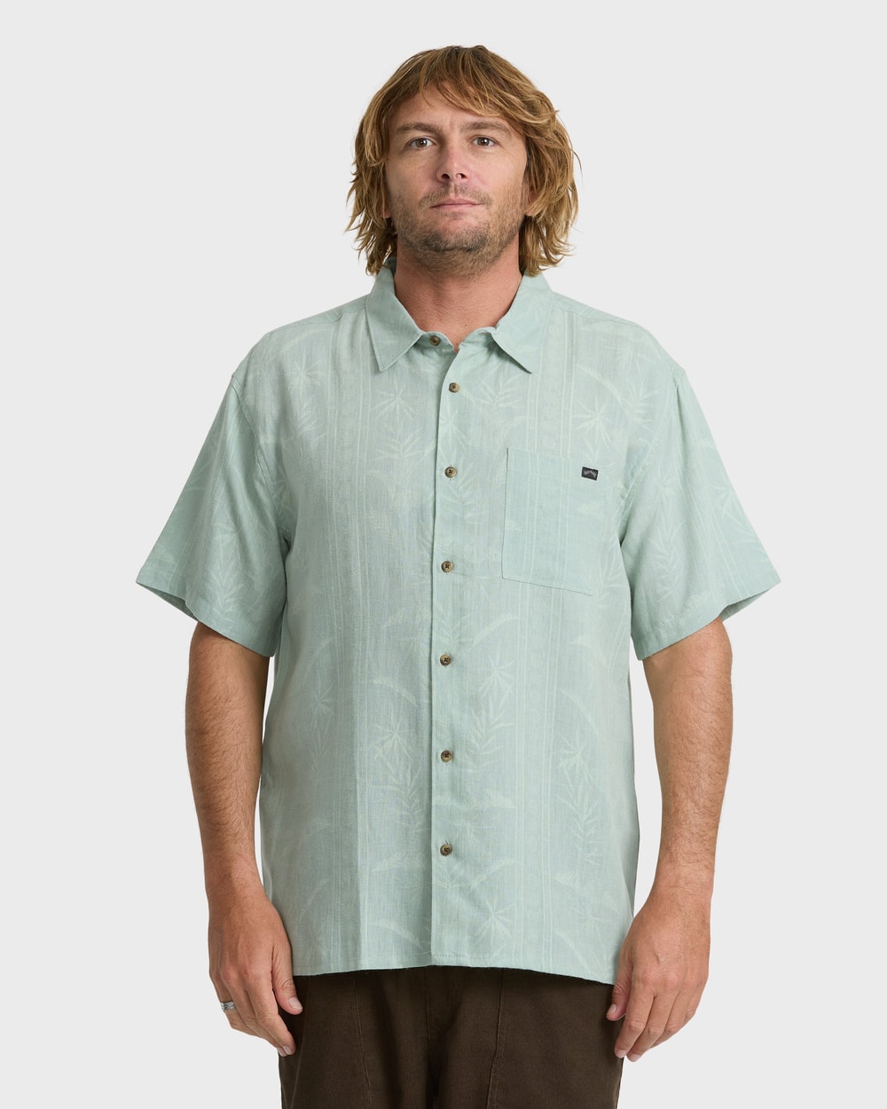 Billabong Men's Recliner Short Sleeve Woven Shirt in Blue Surf, front
