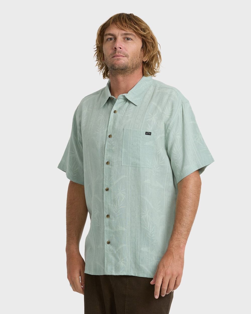 Billabong Men's Recliner Short Sleeve Woven Shirt in Blue Surf, side
