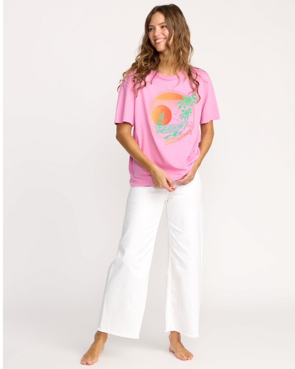 Billabong Women's Bright New Day Tee - Bright Rose - detail