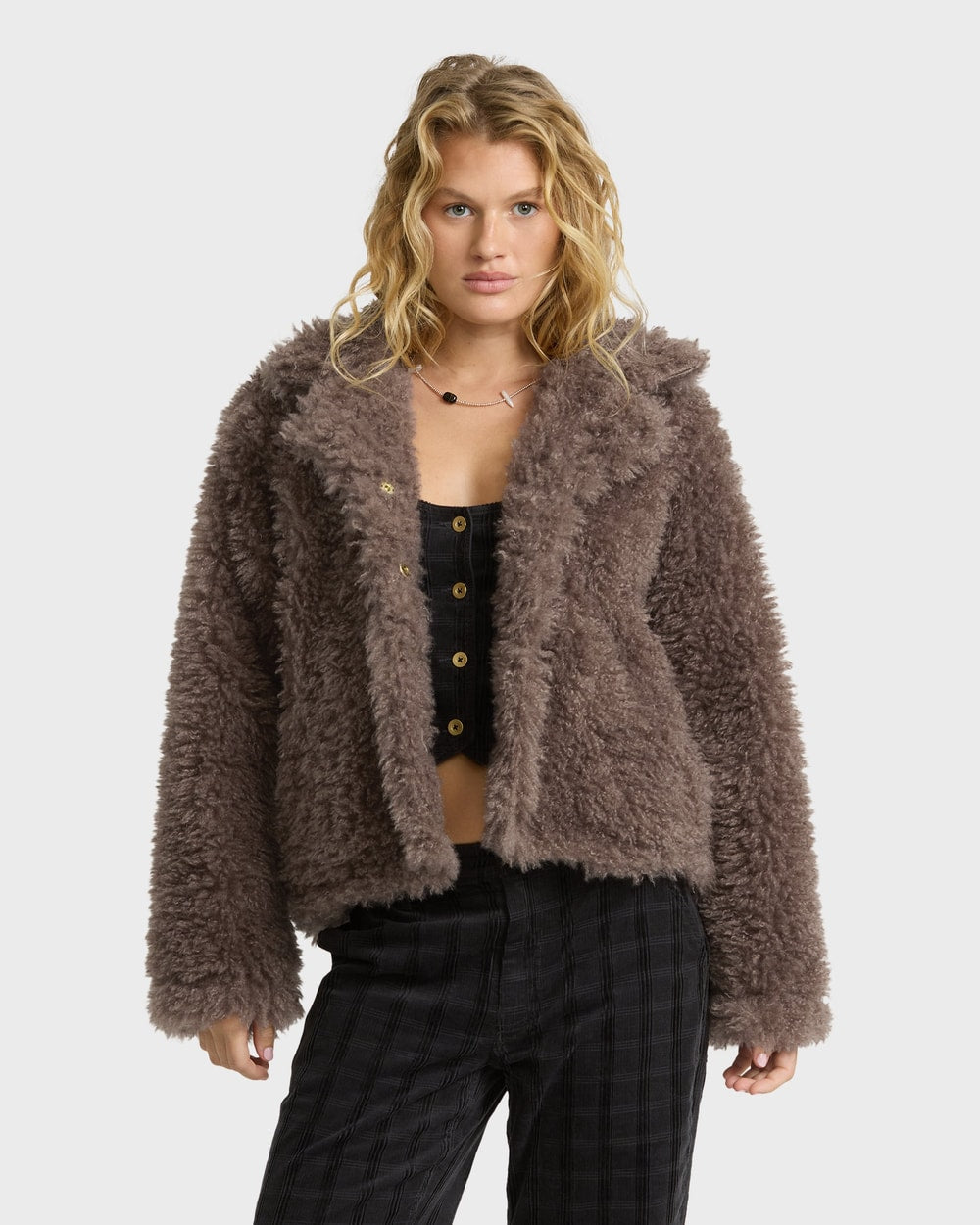 Billabong Women's Holidazed Fluffy Jacket - Incense, front