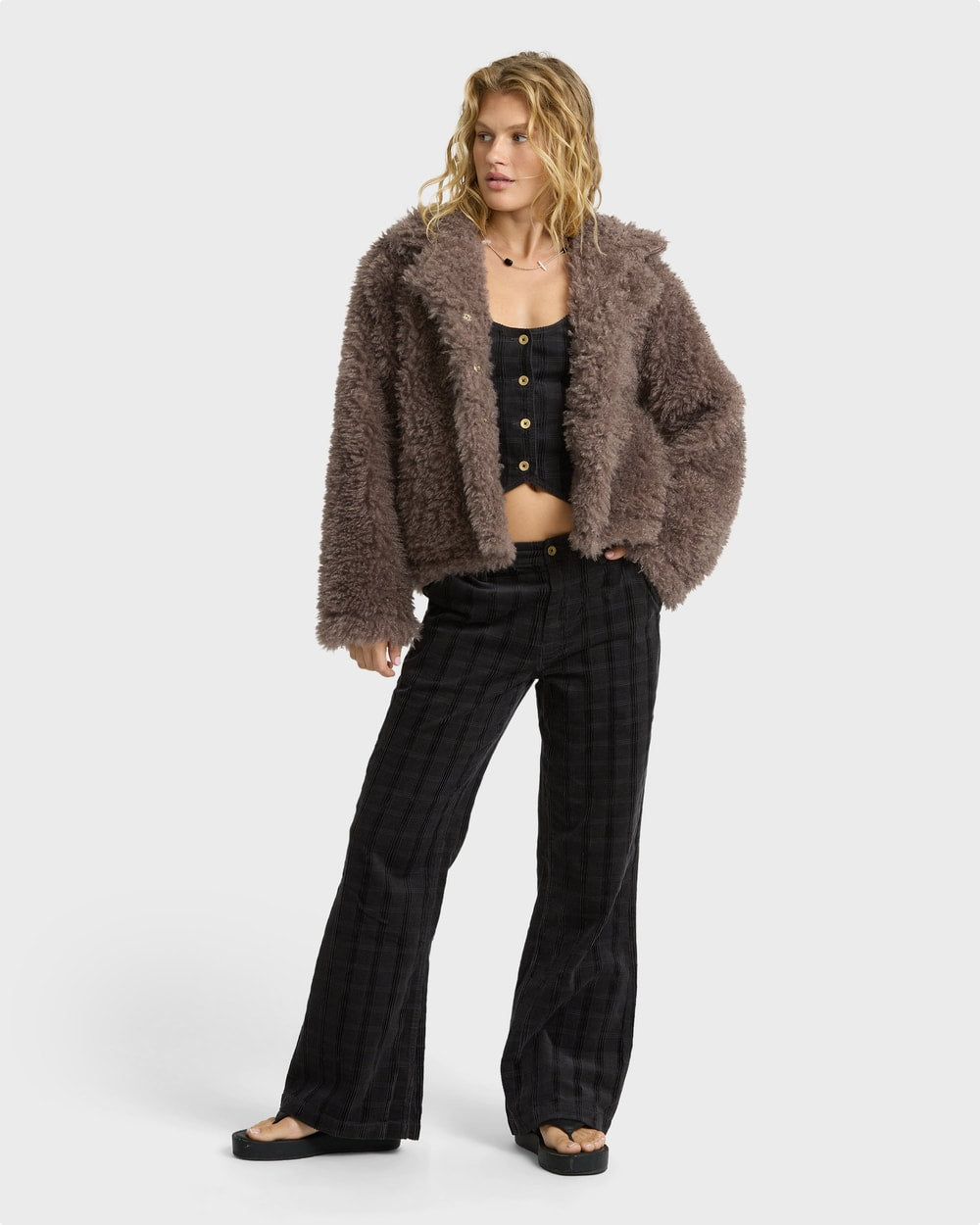 Billabong Women's Holidazed Fluffy Jacket - Incense, full body