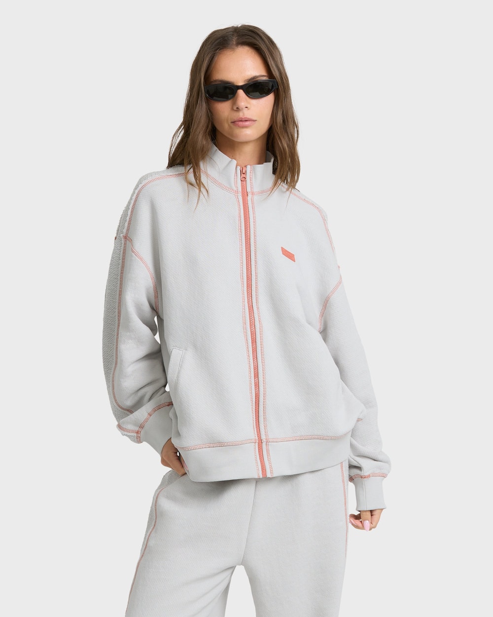Billabong Women's Trail Side Fleece Bomber Jacket - Lite Grey, front