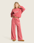 Billabong Women's Vibes Loose Leg Fleece Pants - Mineral Red - front