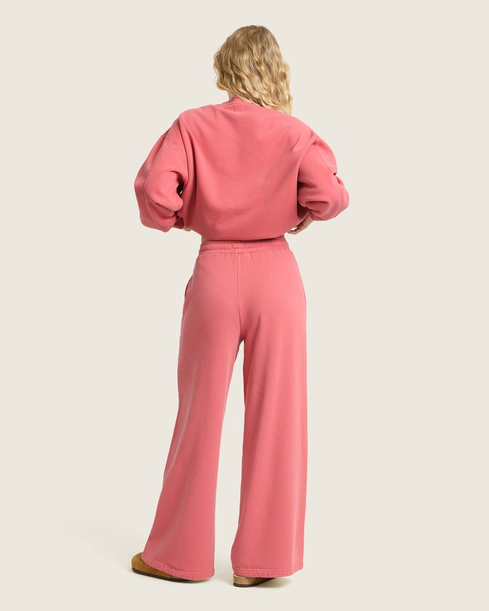 Billabong Women's Vibes Loose Leg Fleece Pants - Mineral Red - back