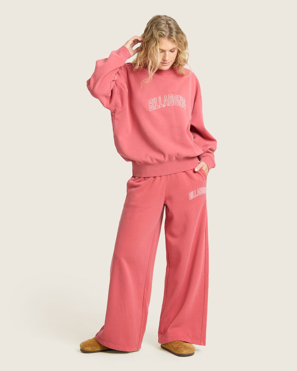 Billabong Women's Vibes Kendal Crewneck Sweatshirt - Mineral Red - full length