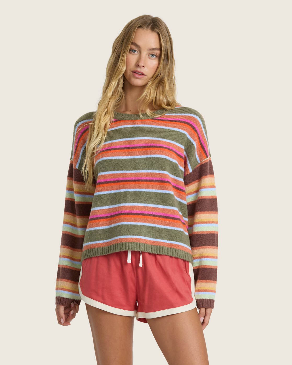 Billabong Women's Red Rocks Crewneck Sweater - Canteen - front