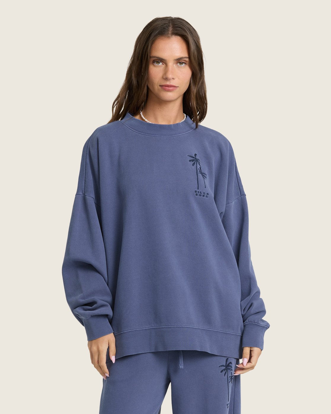 Billabong Women's Tides Saltwashed Crewneck Sweatshirt - Classic Navy - front
