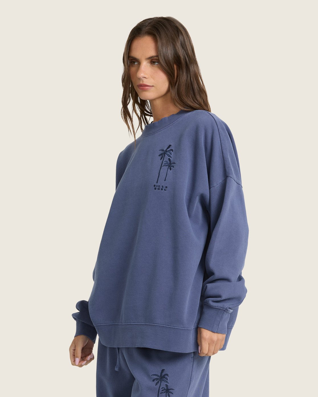 Billabong Women's Tides Saltwashed Crewneck Sweatshirt - Classic Navy - front angle