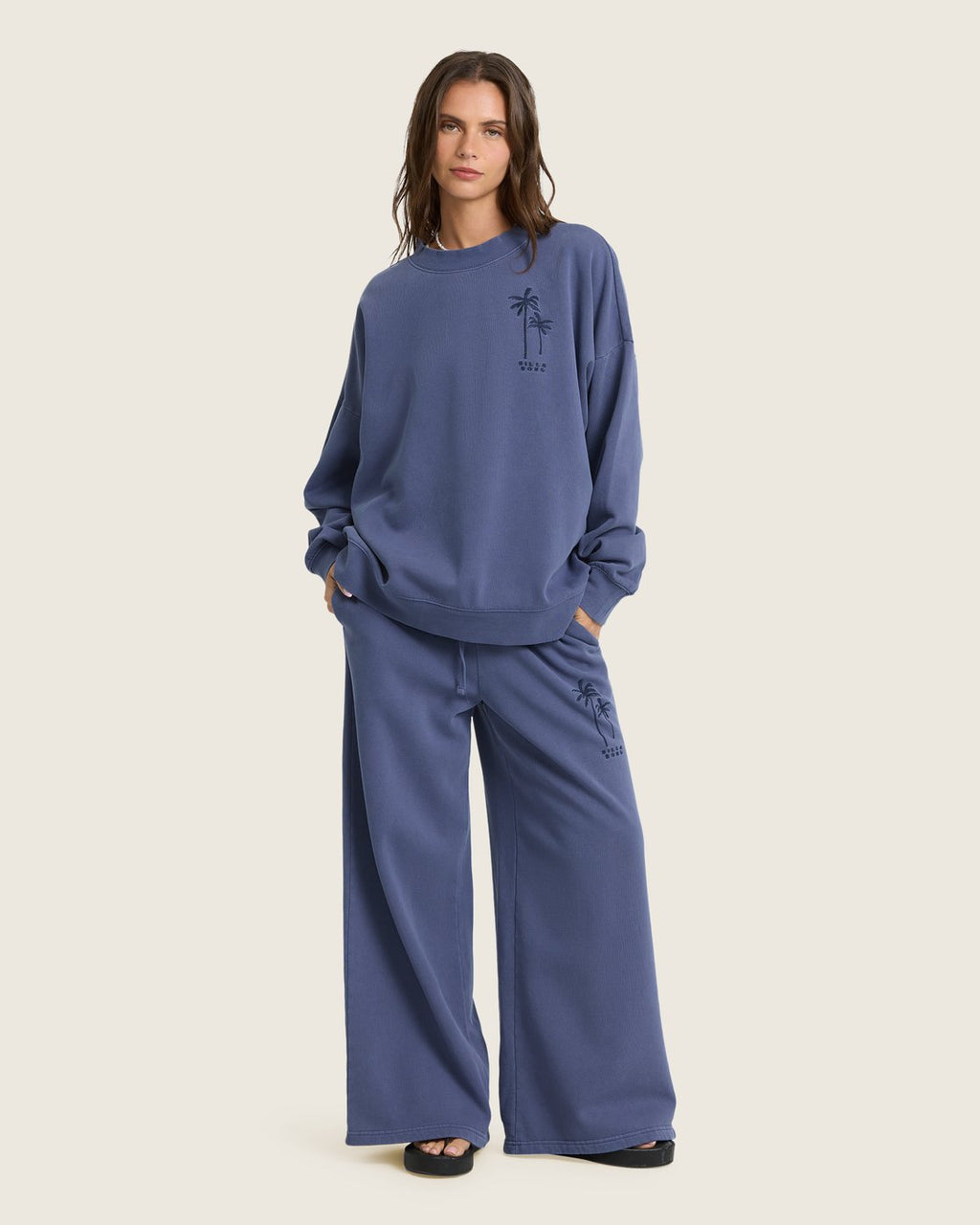 Billabong Women's Tides Saltwashed Crewneck Sweatshirt - Classic Navy - full length
