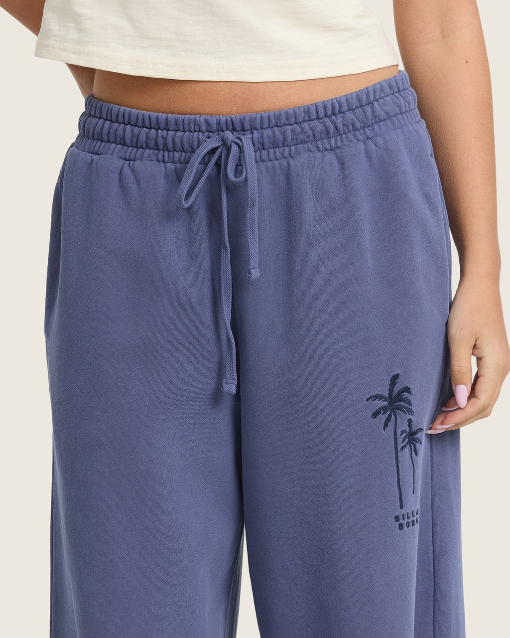 Billabong Women's Tides Saltwashed Fleece Pants - Classic Navy - waist detail