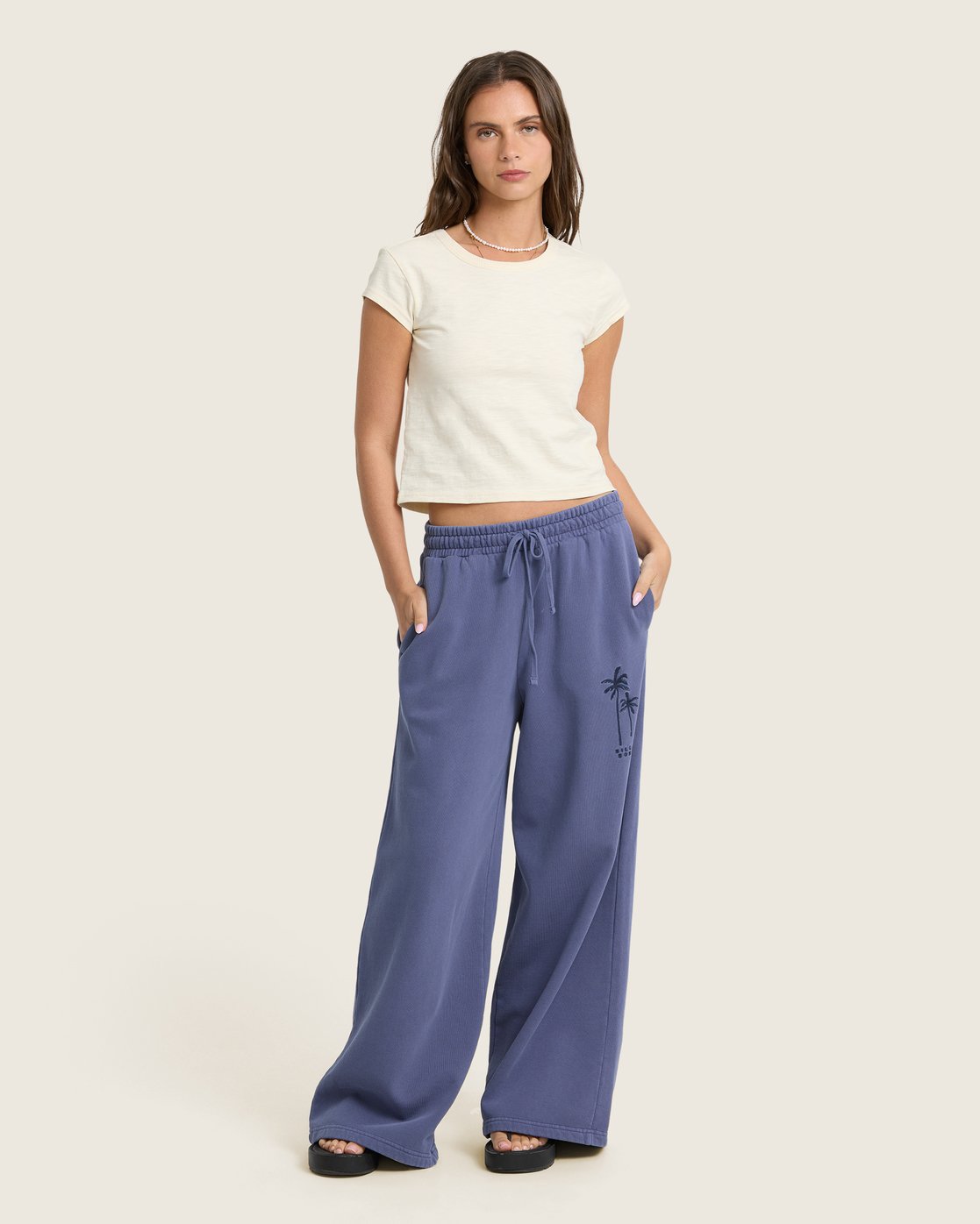Billabong Women's Tides Saltwashed Fleece Pants - Classic Navy - front