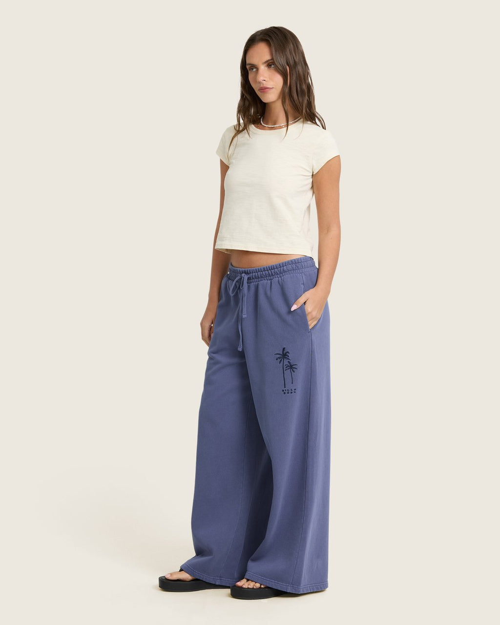 Billabong Women's Tides Saltwashed Fleece Pants - Classic Navy - front angle