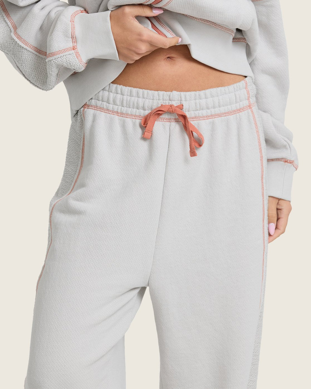 Billabong Women's Trail Side Fleece Pants - Lite Grey - waist detail