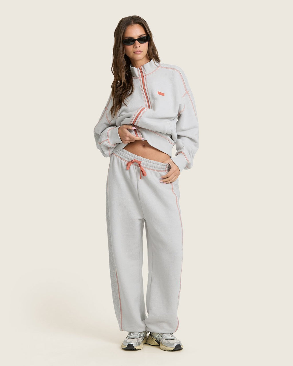 Billabong Women's Trail Side Fleece Pants - Lite Grey - full length