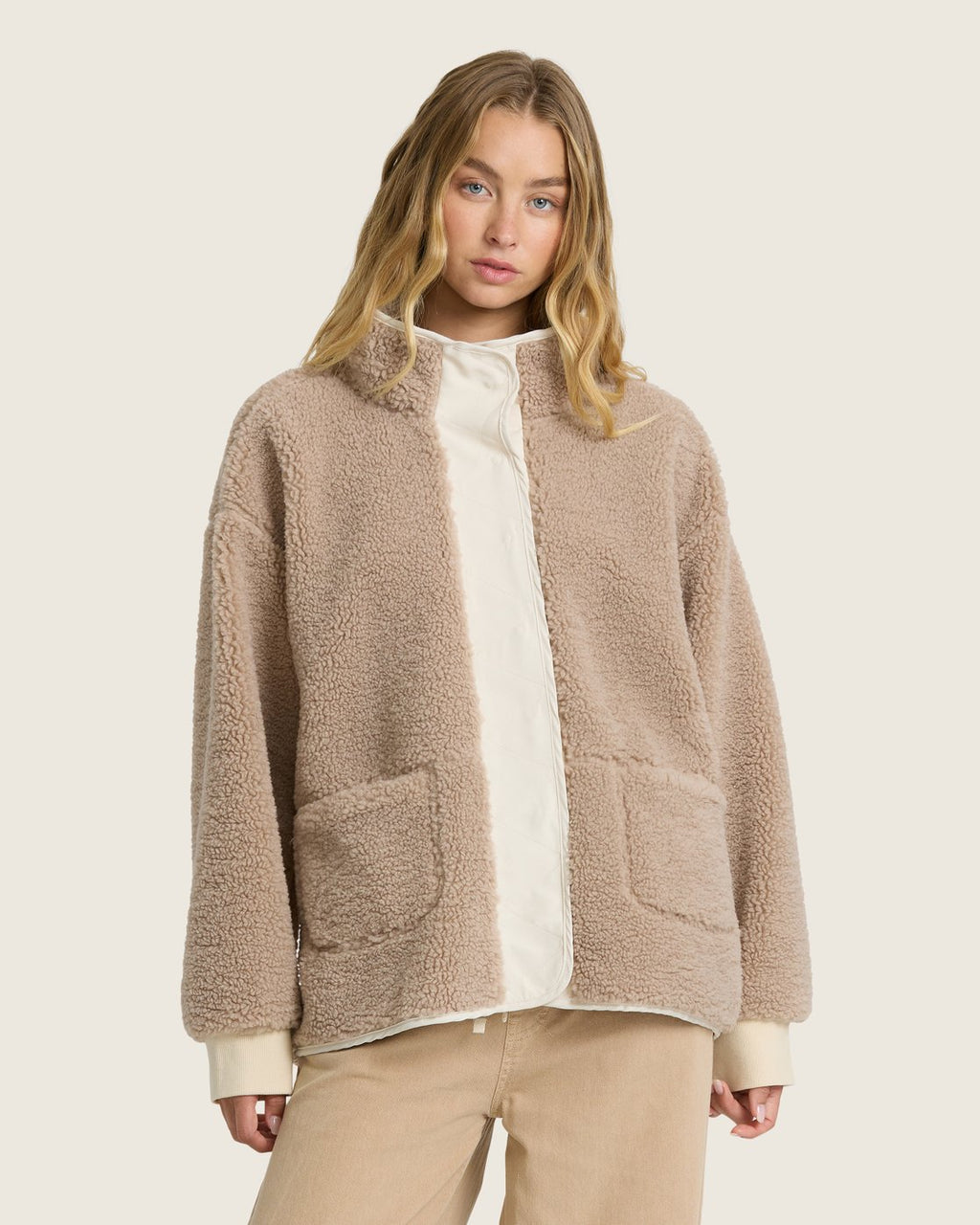 Billabong Women's Tree Hugger Fleece Jacket - Cobblestone - front