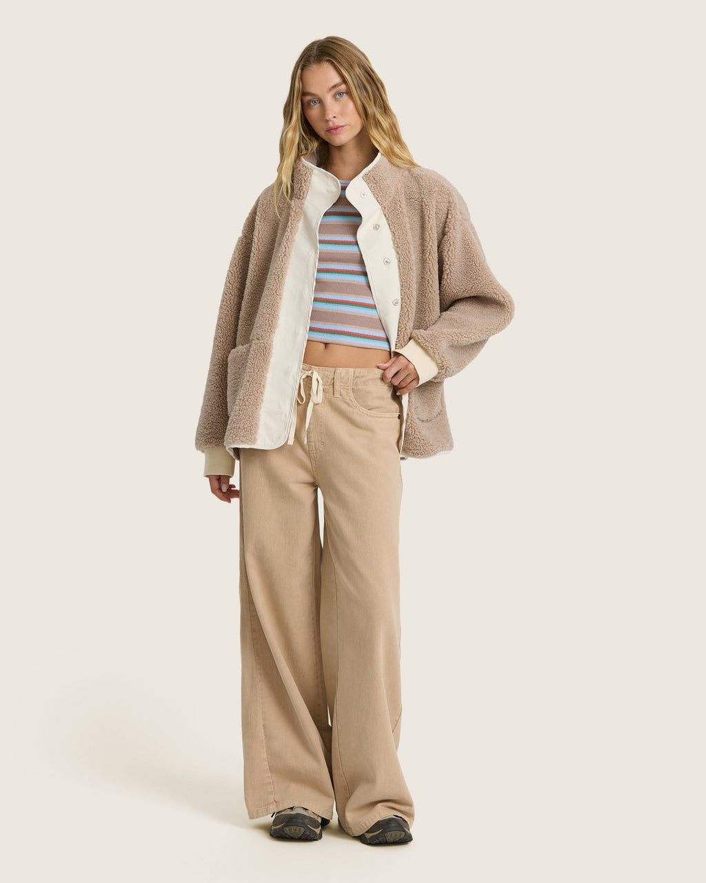 Billabong Women's Tree Hugger Fleece Jacket - Cobblestone - full length